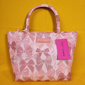Betsey Johnson Pink Ribbon Bow Insulated Lunch Tote Bag NEW